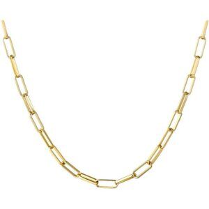 14K Gold Plated Dainty Rectangle Paperclip Link Chain Necklace